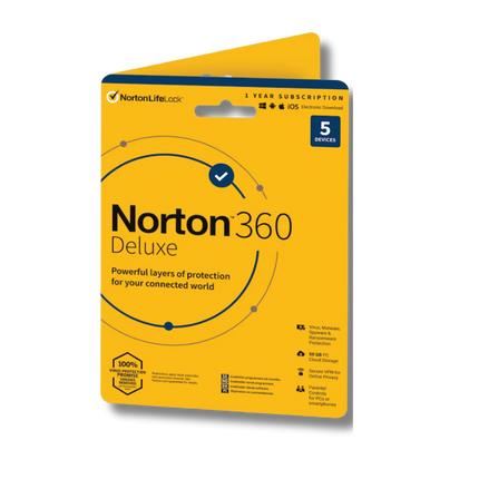Norton 360 Deluxe | 1 Year | 5 Devices - Digital (E-mail)
