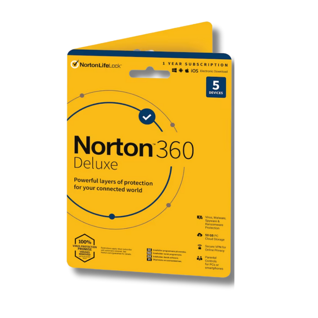 Norton 360 Deluxe | 1 Year | 5 Devices - Digital (E-mail)